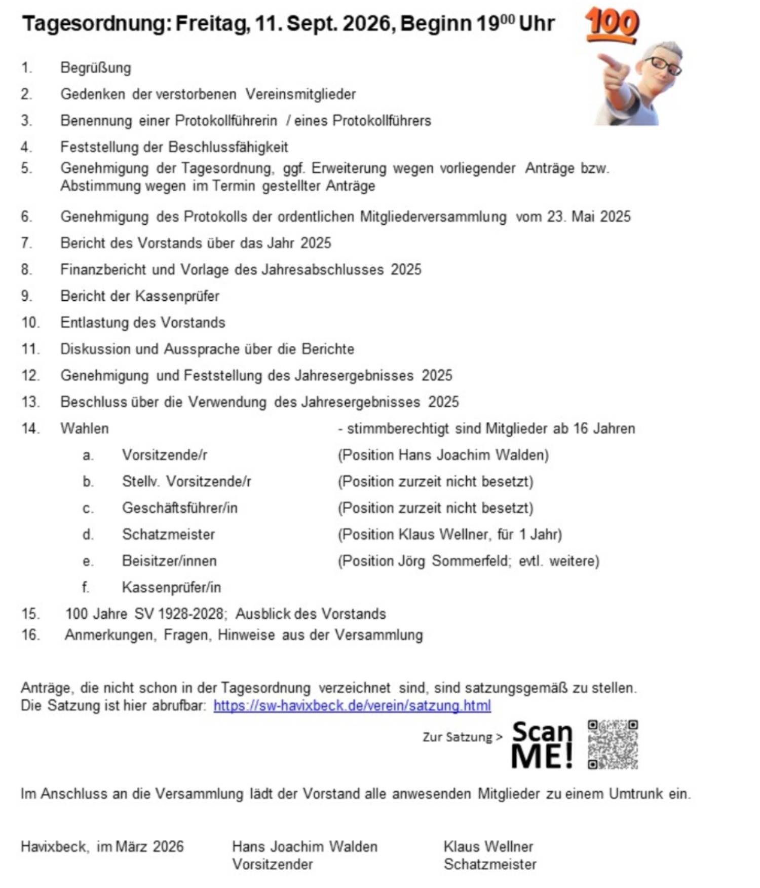 Tagesordnung Mitgliederversammlung